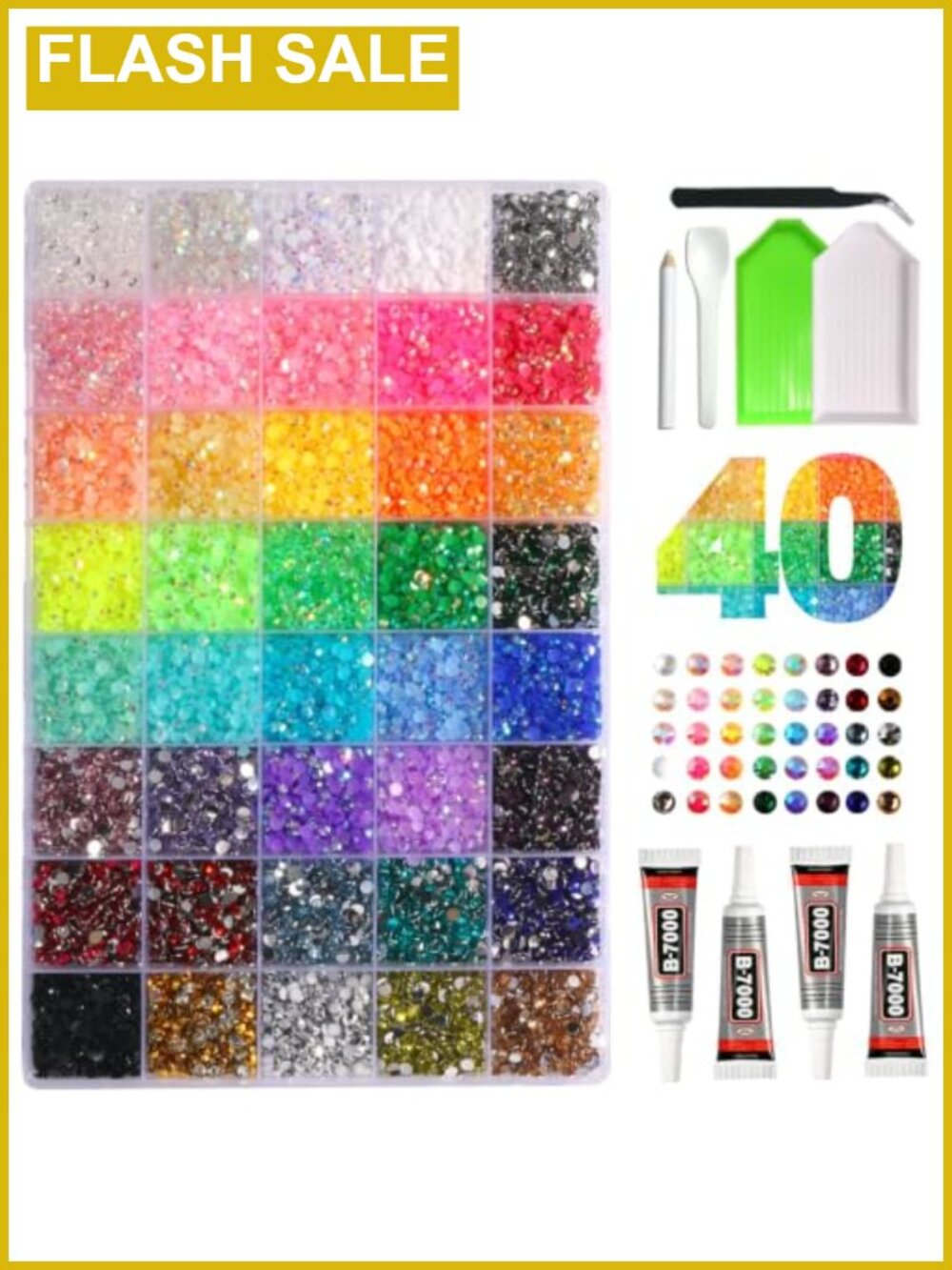 Resin Jelly Rhinestones Bedazzling Kit 40 Colors 4mm 20000 PCS